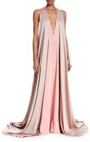 Thumbnail for your product : Valentino Sleeveless Deep-V Colorblock Evening Gown