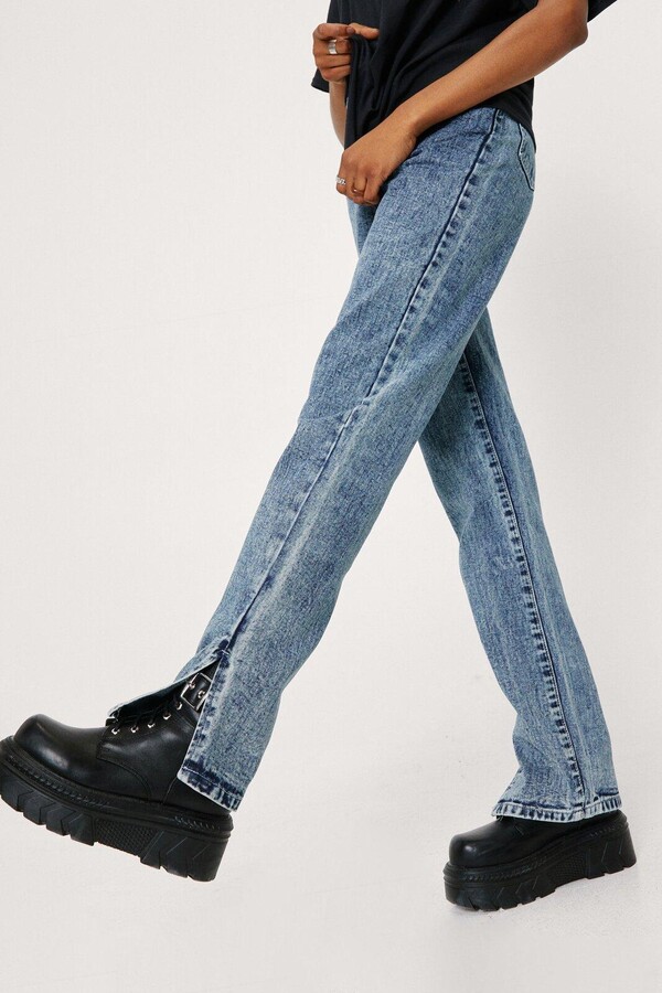 Nasty Gal Womens Relaxed Split Hem Straight Leg Jeans - ShopStyle