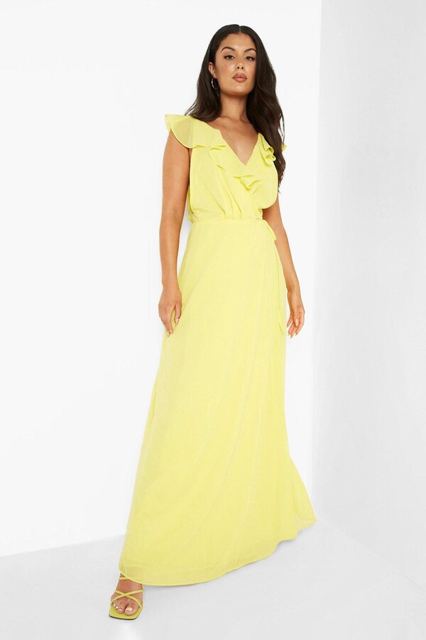 pale yellow wrap dress