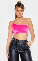 Thumbnail for your product : Fash Hot Pink Velvet Strappy Crop Top