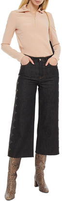 RED Valentino Cropped Scalloped High-rise Wide-leg Jeans