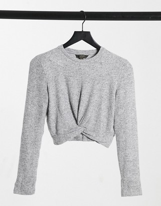 Lipsy loungewear twist front long sleeve top in gray - ShopStyle Lingerie