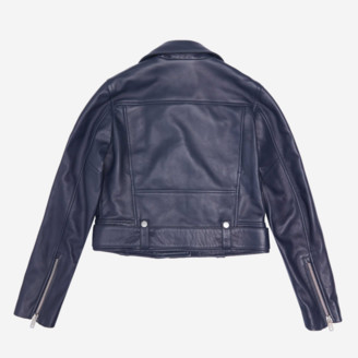 DSTLD Leather Biker Jacket in Blue