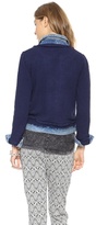 Thumbnail for your product : Maison Scotch Knitted Jacket with Denim Trucker Details