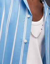 Thumbnail for your product : Topman short sleeve regular revere striped shirt in blue