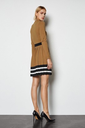 Karen Millen Sporty Stripe Pleat Knit Dress