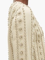 Thumbnail for your product : Valentino Crystal & Feather-embroidered Silk-crepe Dress - Ivory Multi