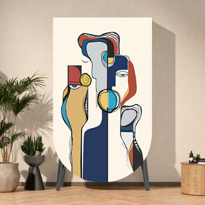 interanest Modern Abstract Two-Door Wardrobe Storage Cabinet
