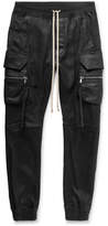 Thumbnail for your product : Rick Owens Slim-Fit Tapered Stretch Leather And Cotton-Blend Drawstring Cargo Trousers
