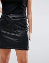 Thumbnail for your product : ASOS Curve CURVE Textured Leather Look Mini Skirt