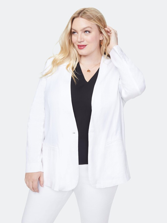 NYDJ Collarless Blazer Jacket In Plus Size - Optic White - ShopStyle