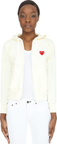 Thumbnail for your product : Comme des Garcons Play Cream Red Emblem Zip Up Hoodie