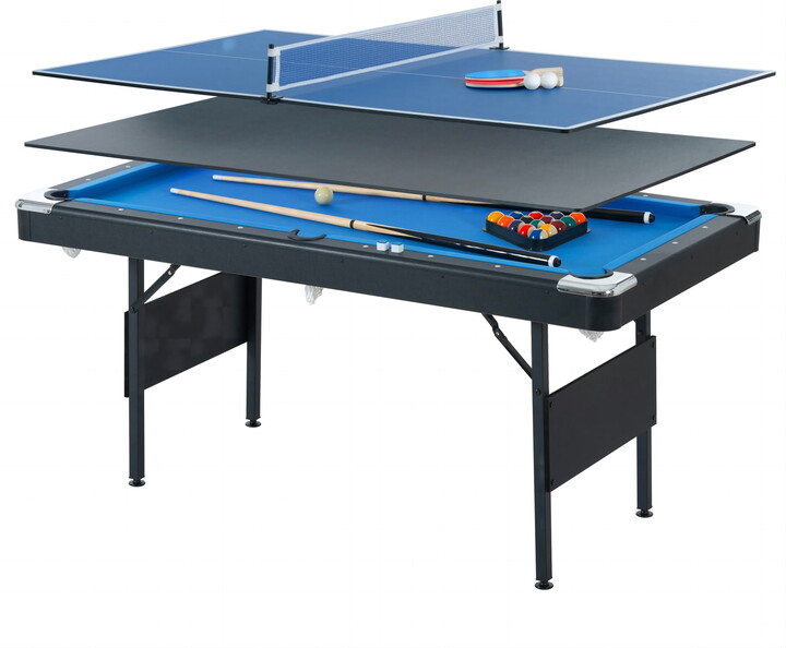 Aukfa 5.5 ft 3 in 1 Pool Table, Folding Billiard Game Table, Blue