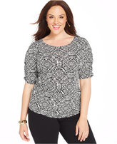 Thumbnail for your product : Alfani Plus Size Short-Sleeve Printed Top