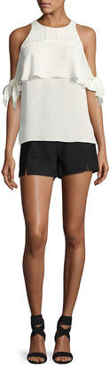 Ramy Brook Adele Slit-Front Shorts, Black
