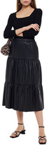 Thumbnail for your product : Stand Studio Tiered Gathered Leather Midi Skirt