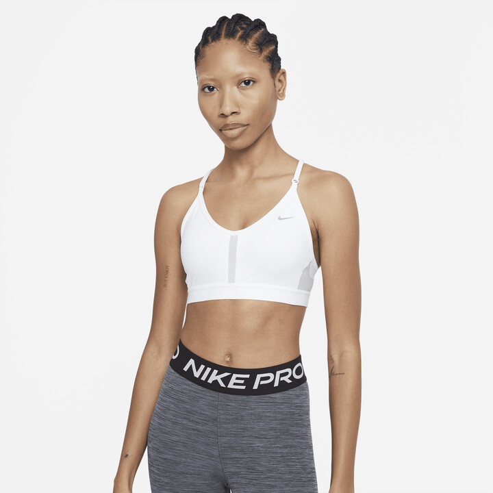 Nike Pro Womens Indy Plunge Medium Support Padded Sports Bra Pink XS