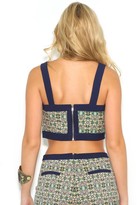 Thumbnail for your product : JOA Sweetheart Neck Crop Tribal Print Tank With Zipper Back In Neon Multi