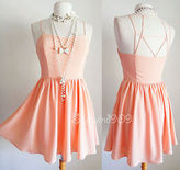 Thumbnail for your product : Forever 21 NEW Peach Light Coral Caged Cutout Fit & Flare CUTE Full Skater Dress