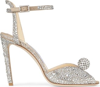 White Satin Sandals with All Over Pearls, SACORA 100