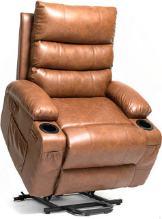Hokku Designs Electric Power Lift Recliner Chair Sofa For Elderly 8 Point Vibration Massage And Lumber Heat Remote Control Side Pockets And Cup Holders Cozy
