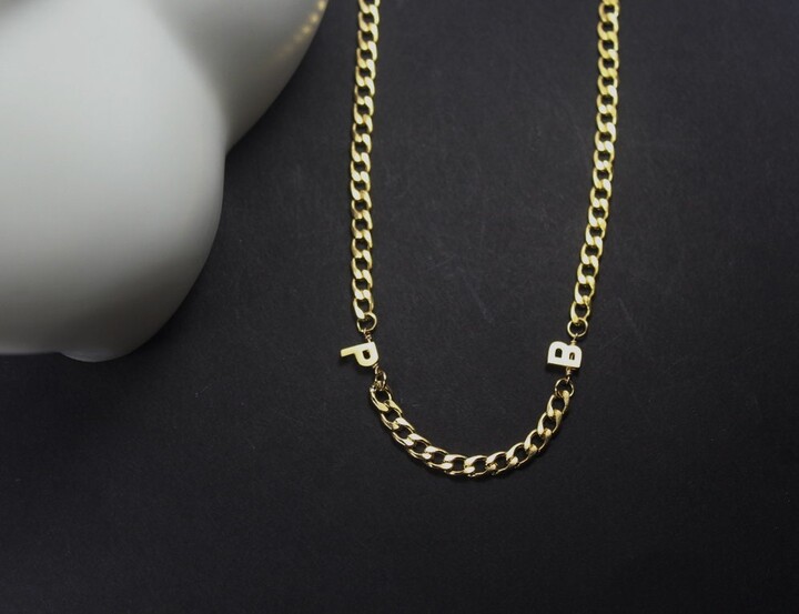 Etsy Two Initials Necklace, 2 Separate Letters Jewelry. Unisex Jewelry Gift.custom Letter Necklace, Personalized Gift. 2 Best Friends Gift