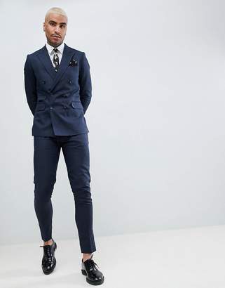 Devils Advocate Slim Blue Linen Suit Jacket