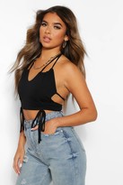 Thumbnail for your product : boohoo Petite Twist Front Crop Top