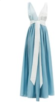 Thumbnail for your product : Kalita Adonis Plunging V-neck Silk-habotai Dress - Blue Multi