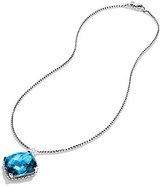 Thumbnail for your product : David Yurman Cushion on Point Pendant with Hampton Blue Topaz and Diamonds on Chain