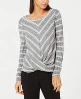 Thumbnail for your product : BCX Juniors' Striped Twist-Front Sweater