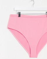 Thumbnail for your product : Peek & Beau Curve Exclusive rib high waist bikini bottom in summer rose pink