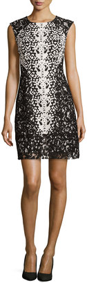 Kay Unger New York Jacquard Cocktail Dress with Lace