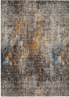 HomeRoots 8' X 10' Taupe Chocolate And Copper Abstract Washable Indoor Outdoor Area Rug