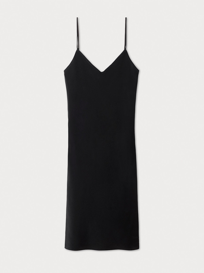 black slip dress short