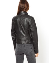 Thumbnail for your product : ASOS Leather Biker Jacket with Quilt Detail