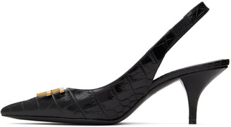 Tom Ford Black Croc Slingback Heels