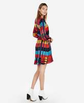 Thumbnail for your product : Express Color Block Elastic Waist Ruffle Wrap Dress