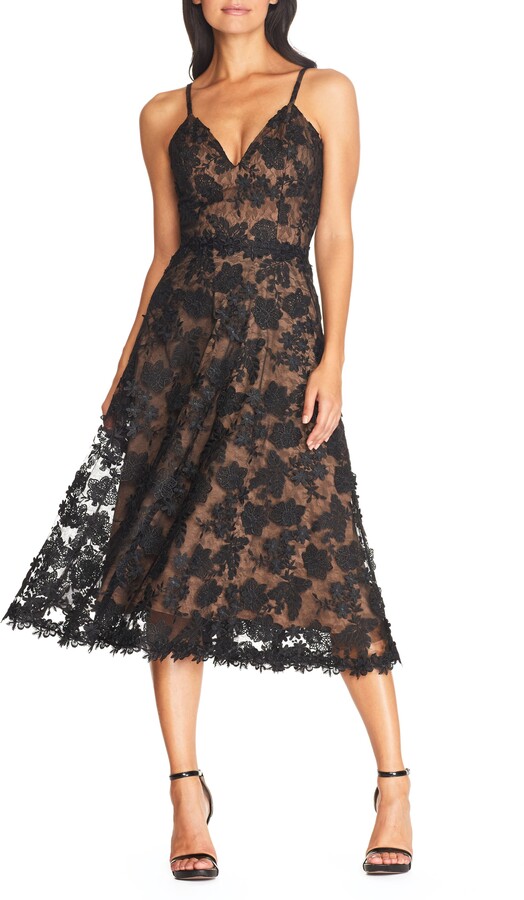 Black Lace Dress With Nude Lining | ShopStyle