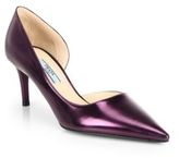 Thumbnail for your product : Prada Metallic Leather d'Orsay Pumps