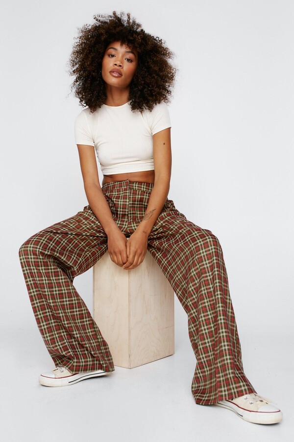 Wide leg pants nasty stores gal checkered pants