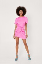 Thumbnail for your product : Nasty Gal Womens Satin Knot Wrap Front Mini Skirt - Pink - 10