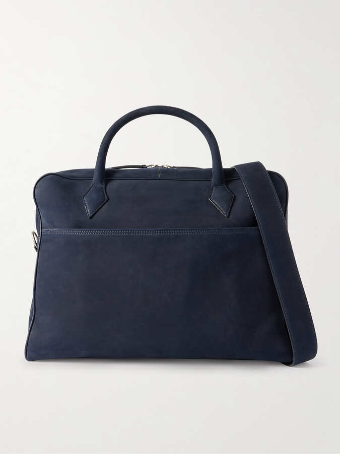 Closer All Day Leather-Trimmed Nubuck Briefcase