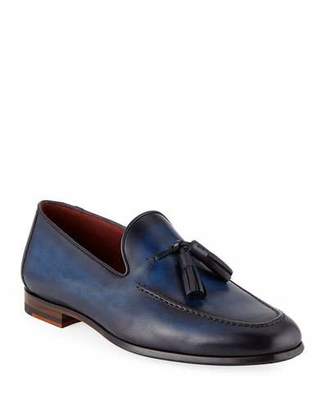 Magnanni Men's Leather Slip-On Loafers with Tassels