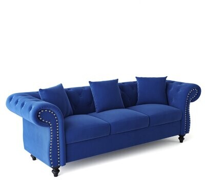 WeDoSofas Marley Chesterfield Style Soft Velvet Sofa Graphite Grey, 2 Seater