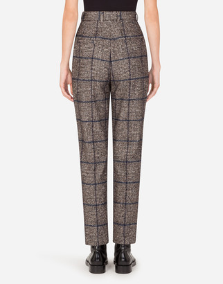 Dolce & Gabbana High-waisted tartan tweed pants