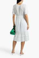 Thumbnail for your product : Velvet by Graham & Spencer Pintucked lace-paneled cotton-voile midi dress