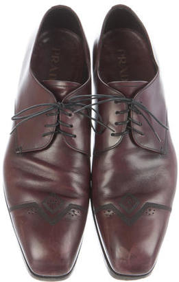 Prada Embroidered Leather Derby Shoes