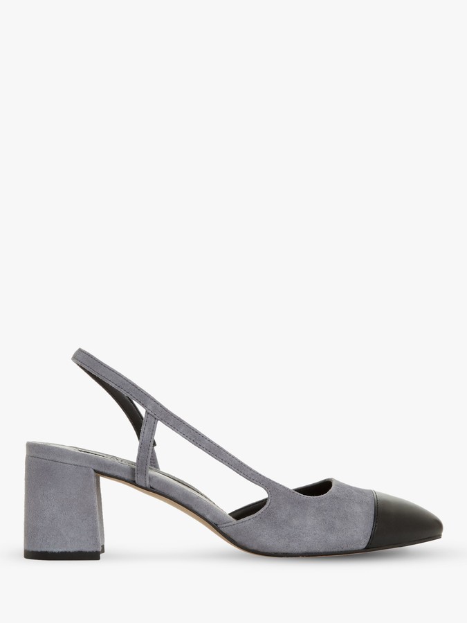Dune Croft Suede Pointed Toe Court Shoes, Grey