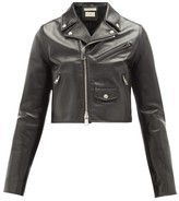 Thumbnail for your product : Bottega Veneta Cropped Leather Biker Jacket - Black
